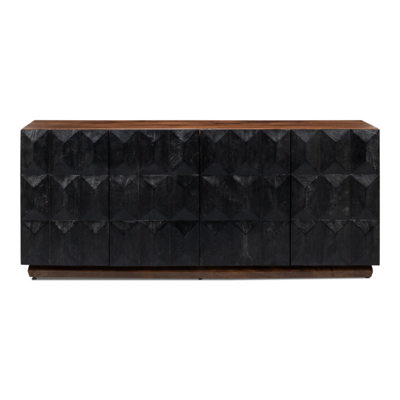 Megan 81'' Black and Brown Solid Wood Sideboard