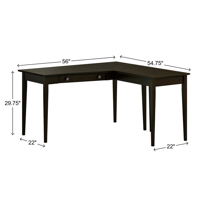 Malani Solid Wood L-Shape Desk, Coffee