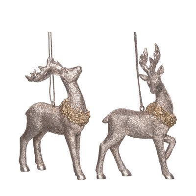  Resin Elegant Reindeer Ornament Set of 2 Christmas Home Decorations
