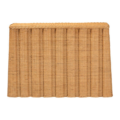 Bali & Pari Andrea Natural Rattan Console Table - Handwoven Wicker Accent Table With Pleated Skirt, Boho Coastal Decor