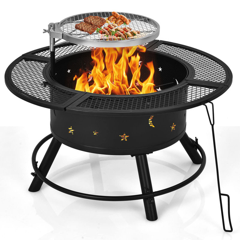 Bretenieres Round Metal Wood Burning Smokeless Fire Pit