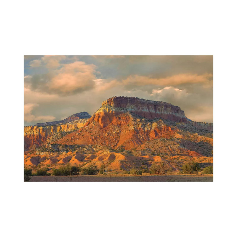 Sandstone Butte Showing Sedimentary Rock Layers, New Mexico 1 Piece Wrapped Canvas Wall Art, 20.32 cm H x 30.48 cm W