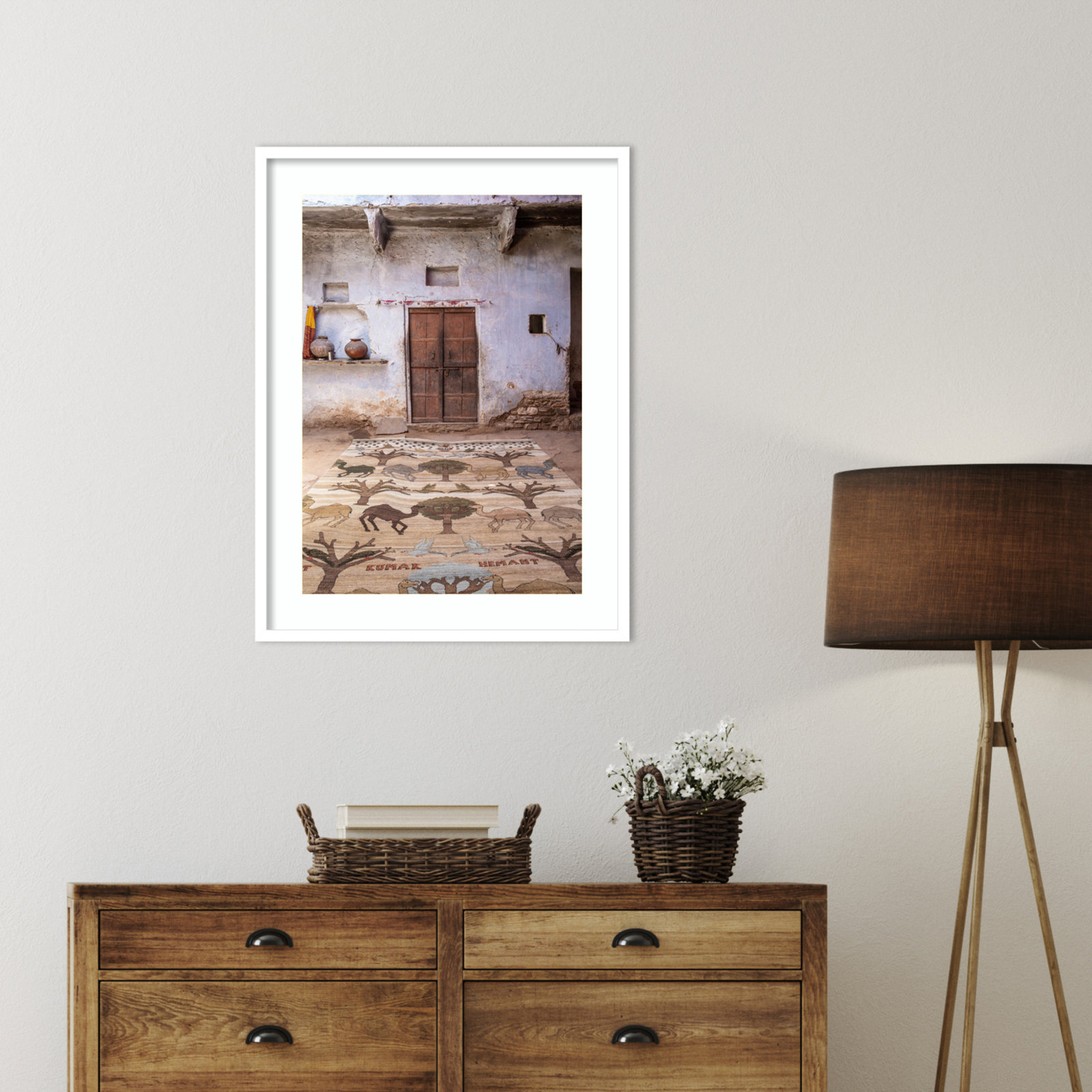 Daisey "Magic Carpet" Print, White Framed, 33" H x 25" W