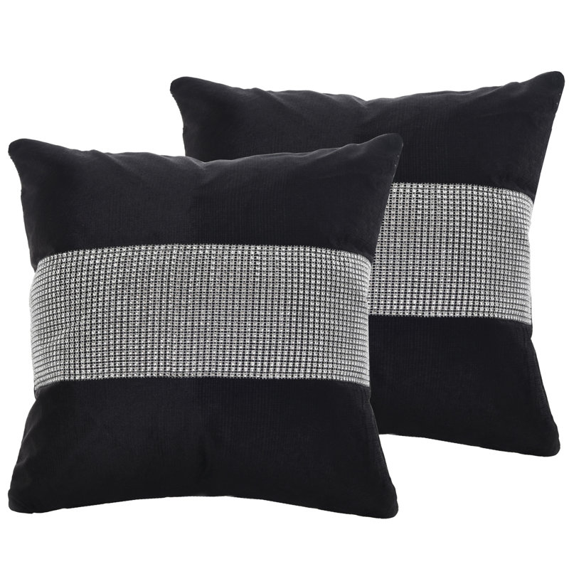 Alsen Striped Square Cushion Cover, Black, 43 H x 43 W x 4 D cm
