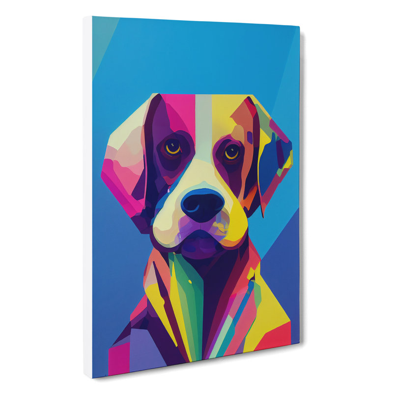 Colourful Dog No.5 - Print, No Matte, 50cm H x 35cm W x 3cm D, Wrapped Canvas