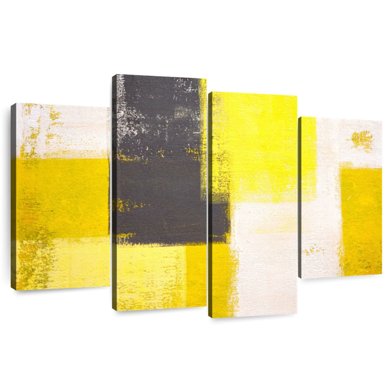 Avery Yellow And Gray Abstract, 27" H x 43" W
