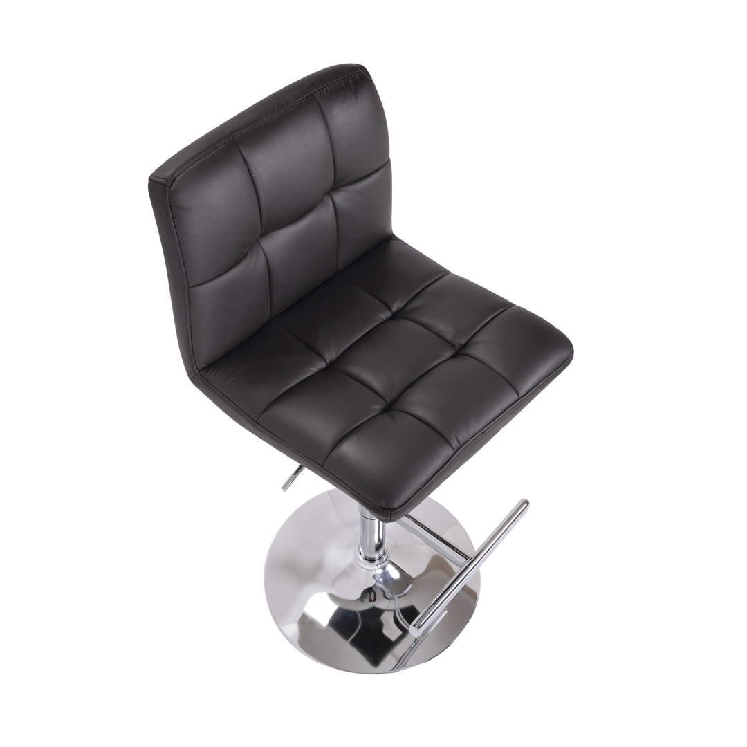 Swivel Upholstered Adjustable Height Bar Stool with Steel Frame