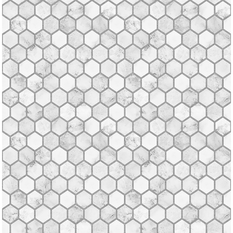 Rouleau de papier peint adhésif hexagonal 18 po x l 20,5 po Codi-Lee, Carrare / gris Argos