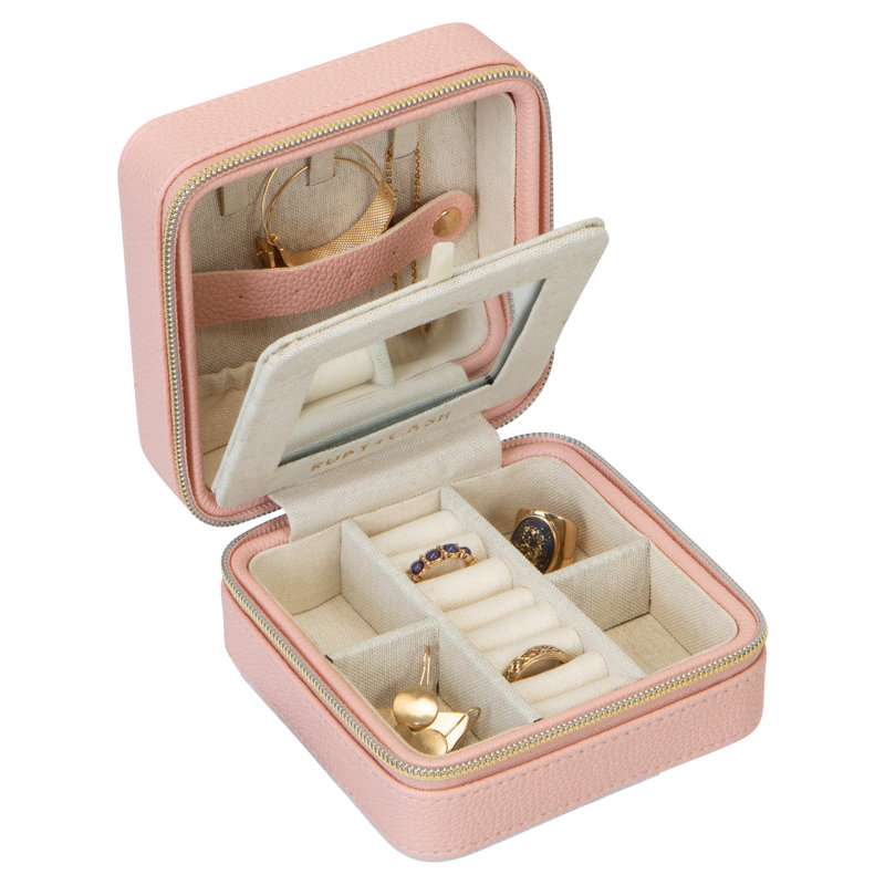 Trousse de voyage en faux cuir avec fermeture à glissière, Rosé