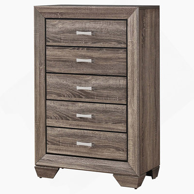Commode de chambre 5 tiroirs délavé taupe