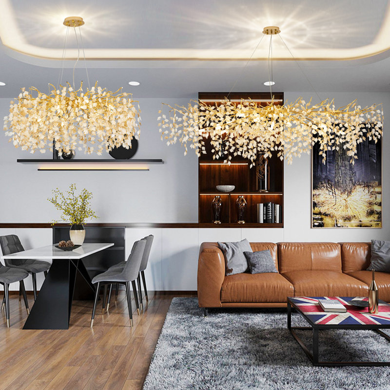 Lustre en forme de feuille d'arbre Art, H 15,7 po x l 15 po x P 48 po