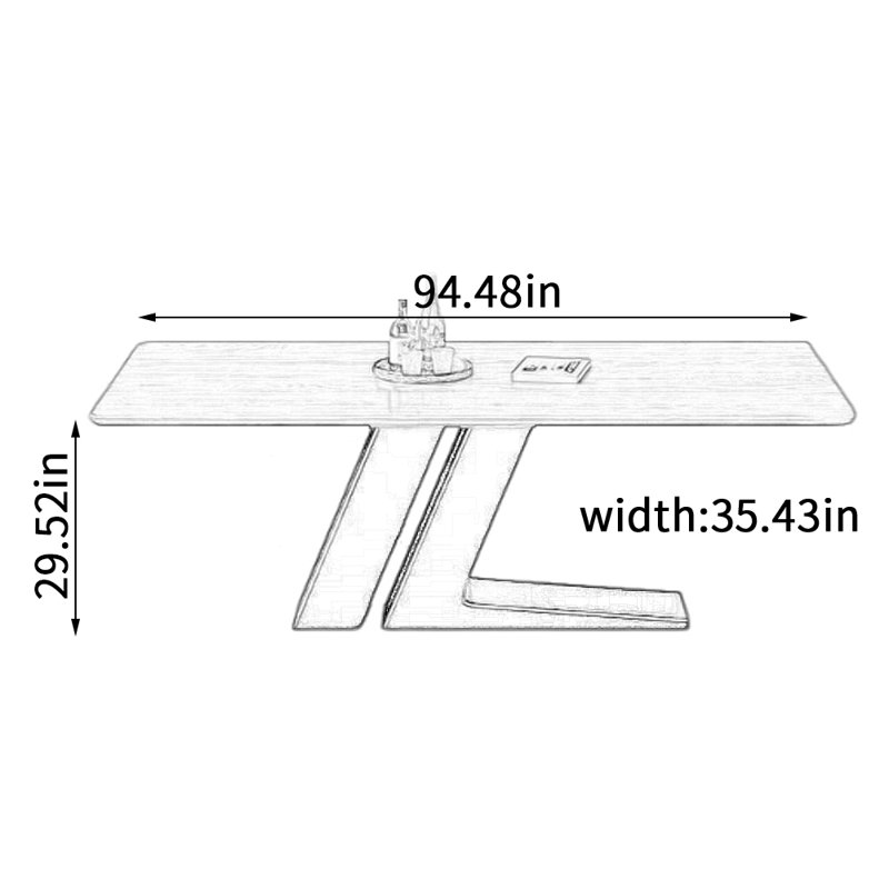 Durable Retro Design Rectangular Large Table, 29.52”H x 94.48”L x 35.43”W