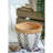 Set Of 2 White And Brown Cement Planters With V Pattern, L:D10x8"  S:D8x6.5"