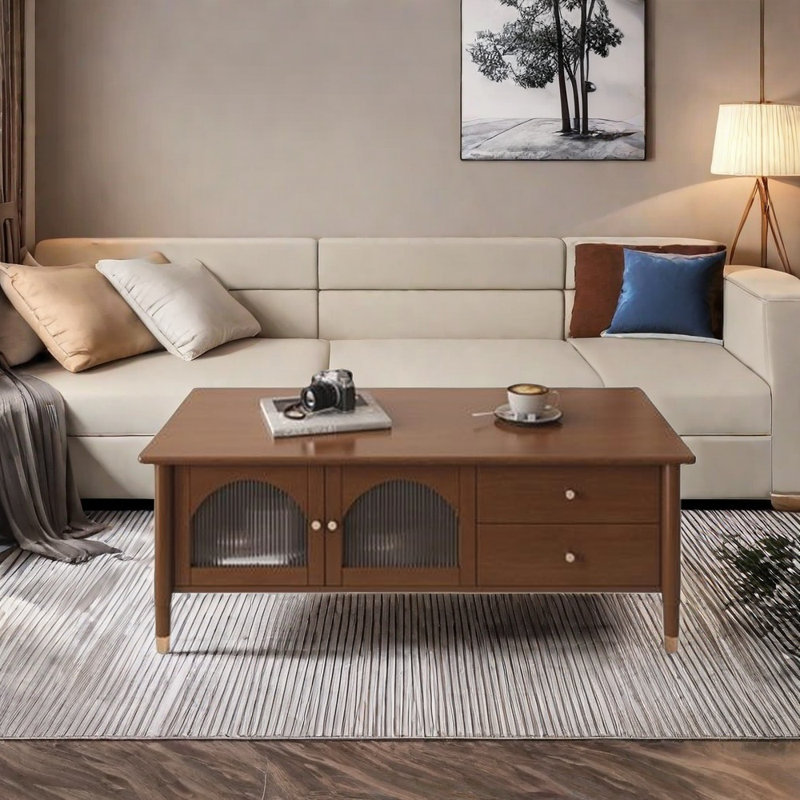 Table basse avec porte arquée pour un grand rangement