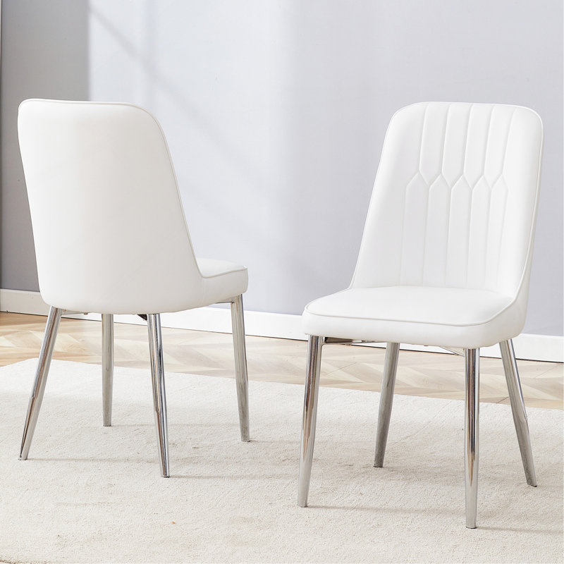 Modern Minimalist Dining Chair, 2, Black, Black