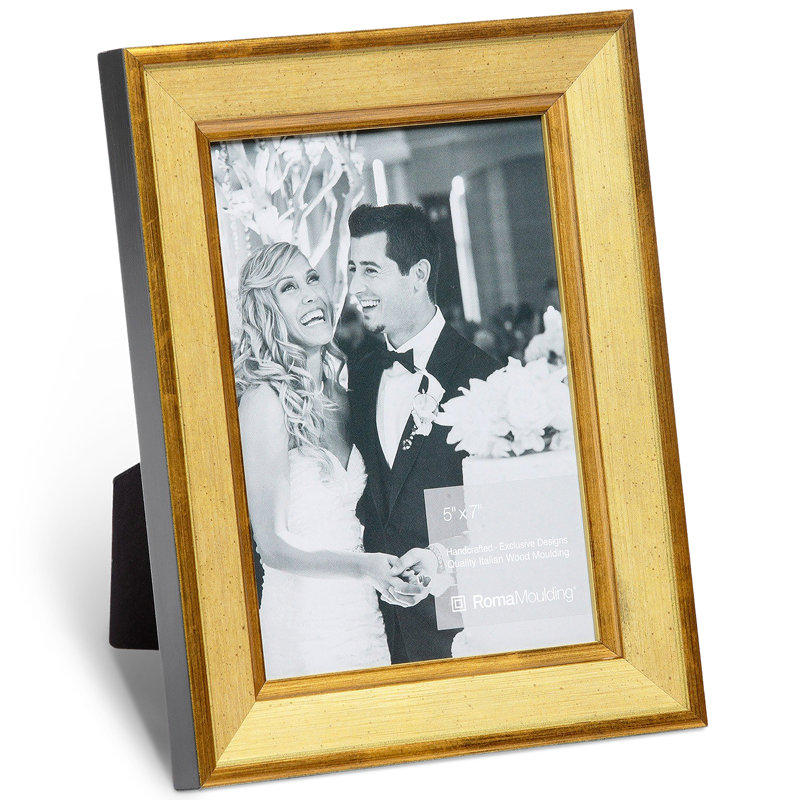 Cadre photo en bois, 5 po x 5 po, Or