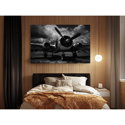 Black and White Vintage Plane on High-Quality Canvas Print - Handcrafted Wall Decor - Stylish Art - Gift - Wall Decor