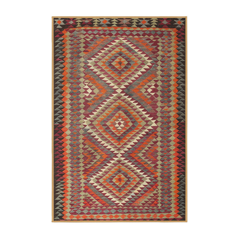 Tapis oriental multicolore tissé à la machine Oriental, Rectangle 3 pi x 5 pi