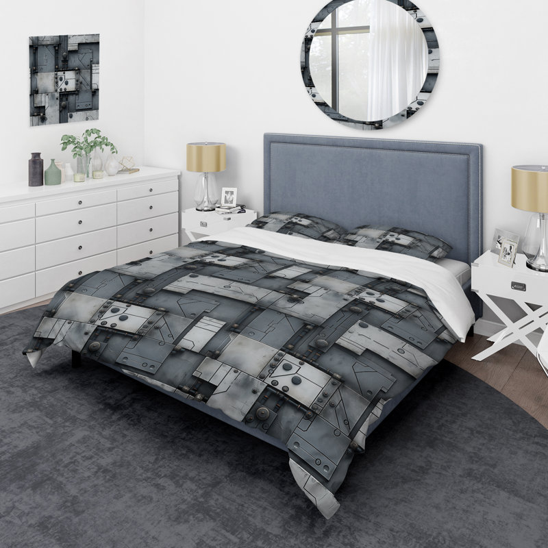 Ensemble de housse de couette Industrial, Housse de couette simple + 1 taie décorative stan