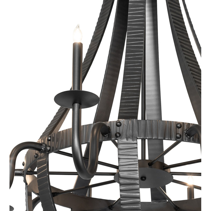 48" Wide Barrel Stave Metallo 10 Light Chandelier, 160" H x 48" W x 48" D, Wrought Iron, 10