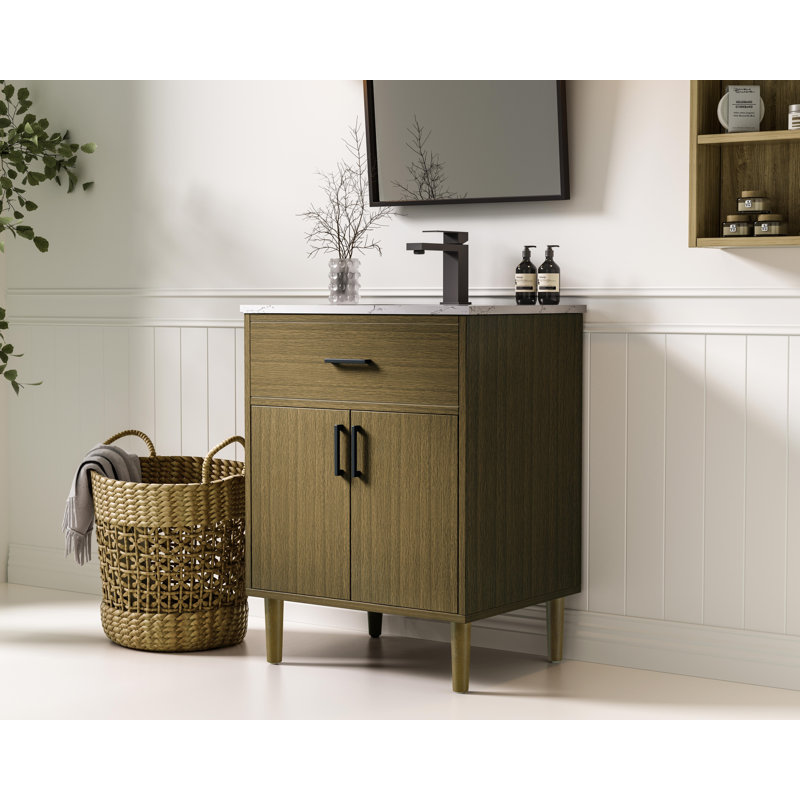 Meuble-lavabo simple 24 po Chandler, Brun châtaigne
