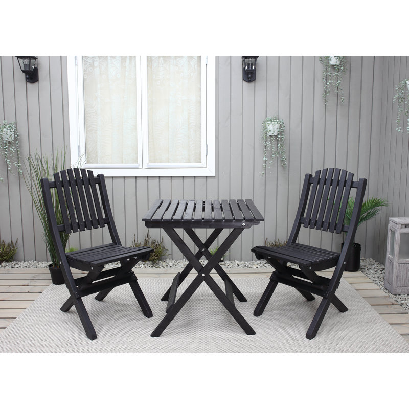 Klinger 2 - Person Wood Patio Dining Set with Square Table, Black
