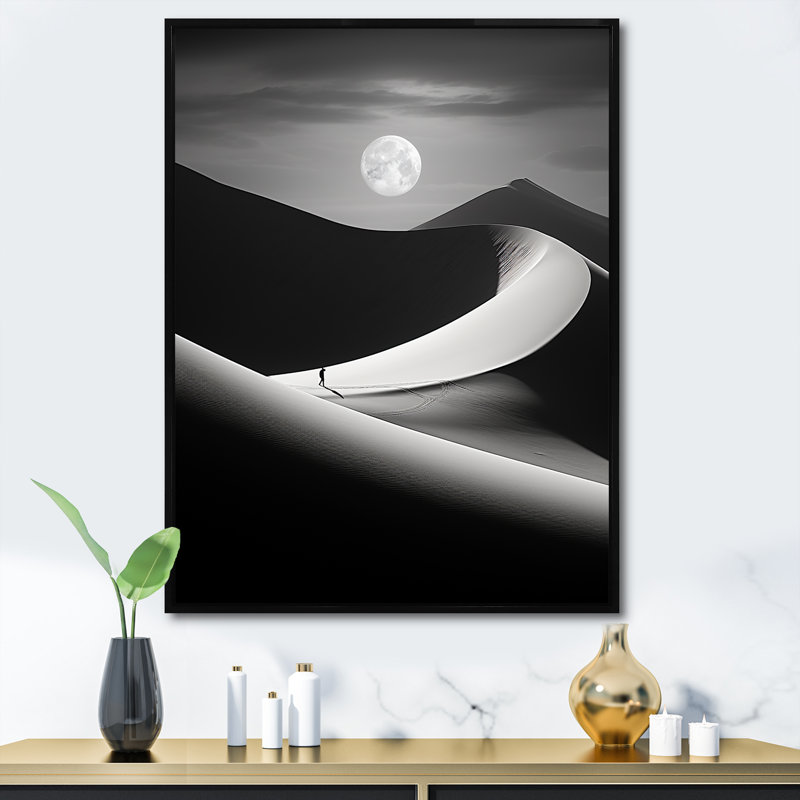 Desert Dreams Oasis III - Art mural désert, H 40 po x l 30 po x P 1,5 po, Cadre flottant noir