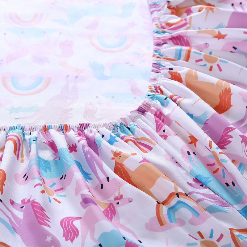 Poppy & Fritz Unicorn Pink Microfiber Sheet Set, Twin Sheet Set with Fitted Sheet and 1 Pillowcase