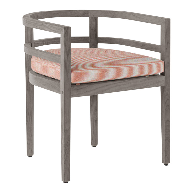 Chaise avec accoudoirs d'extérieur en teck Santa Barbara, Pas de soudure, Perigold ‑ répétition d'argile, Teck naturel