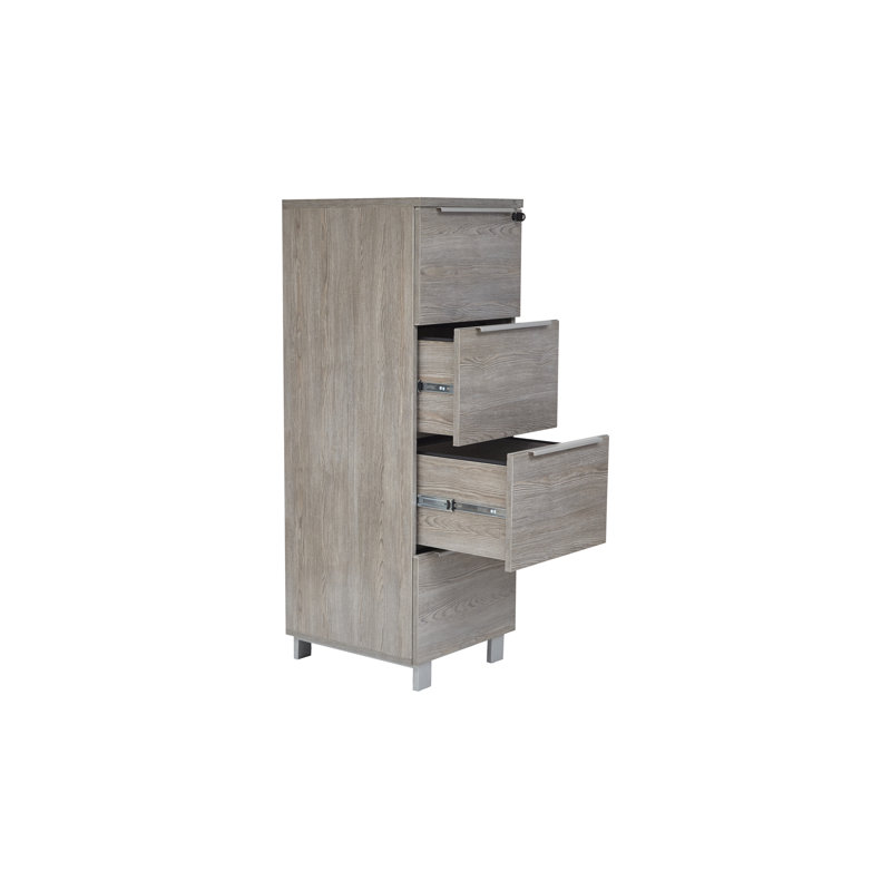 Classeur vertical 4 tiroirs Maysey, Gris / argent