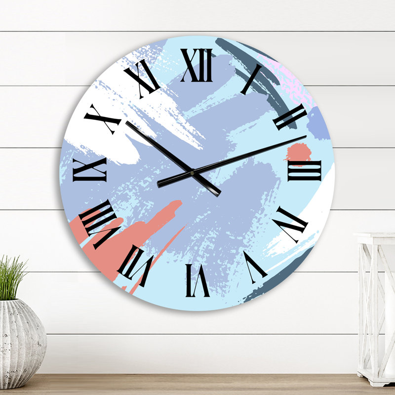 Horloge murale Abstract Strokes In Pastel 70S Colors III, Petit