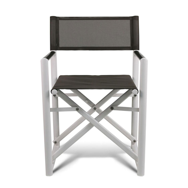 Campaign Folding Armchair, White/Taupe