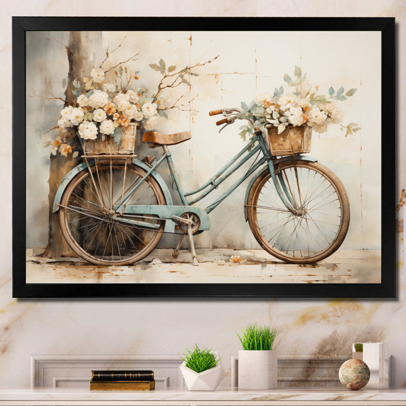 Vélo tranquille, pédalant II - art mural encadré, Cadre photo unique, H 12 po x l 20 po, Noir