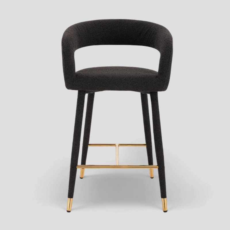 Brevyn Counter Stool With Boucle Upholstery, Black