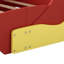 Lit plateforme simple en forme de voiture de course avec roues, rouge