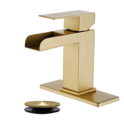 Robinet de salle de bain monotrou avec ensemble de drain Robinets de lavabo de salle de bain à cascade avec mélangeur en acier inoxydable