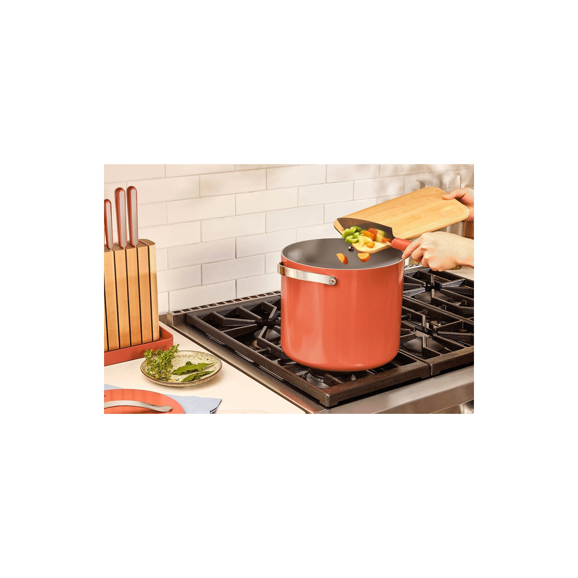 Caraway Nonstick Ceramic Petite Cooker W/ Lid, Perracotta, 12 quarts