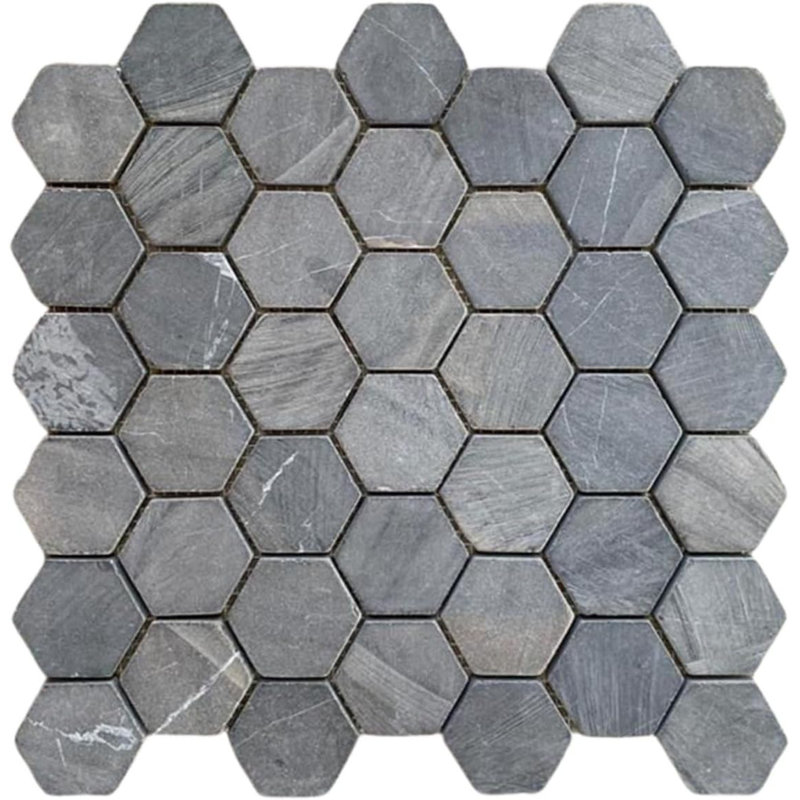 CNK Tile Dark Grey Hexagon 2"X2" Marble Mosaic Tile