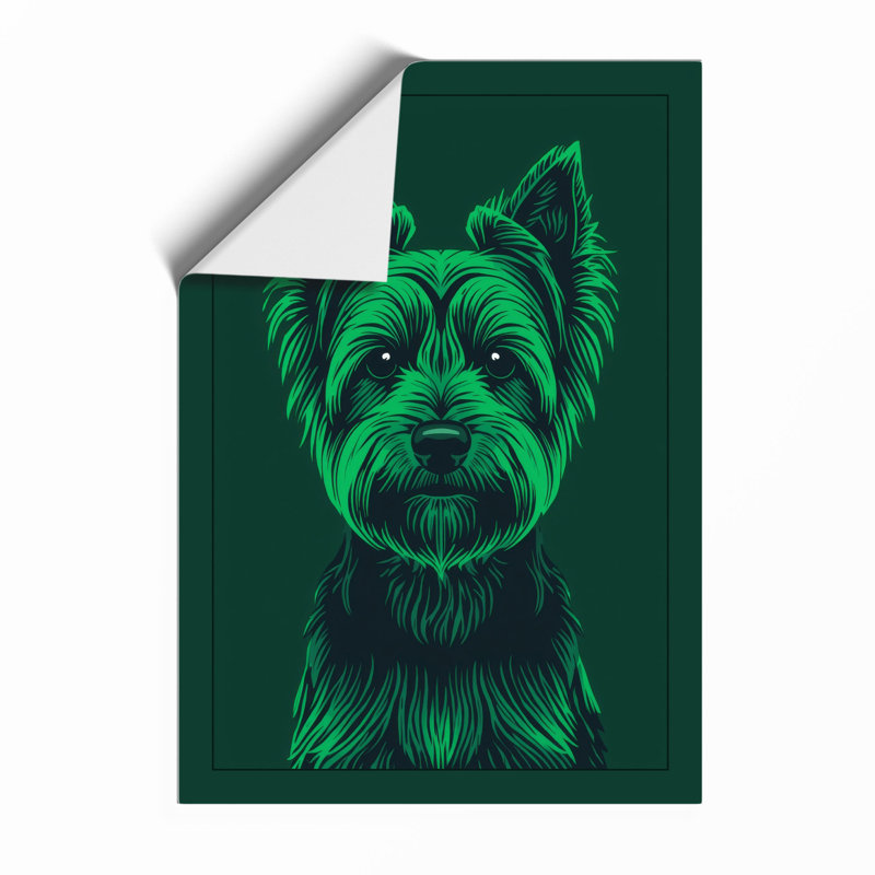 Neon Terrier Modern - Framed Print, A4 - 29.7 x 21.0 cm, Unframed