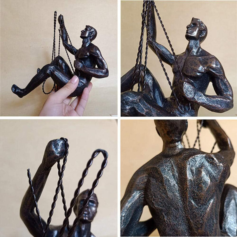 Climber Wall Decor Set with Hooks for Unique Home Art, Sliver