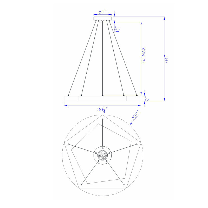 Adwell 1 - Light Light Oak LED Unique/Statement Pendant