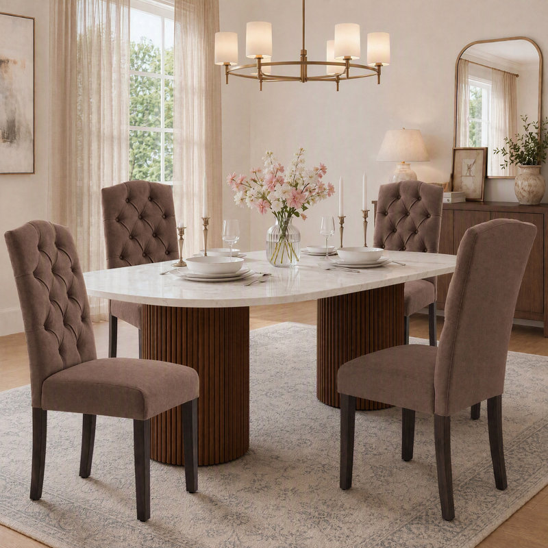 Chaise de salle à manger, Brun, Set of 4