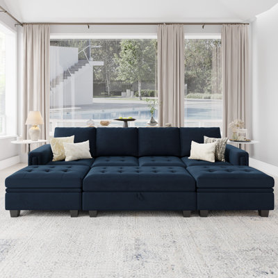 Canapé-lit modulaire réversible en velours Shavera