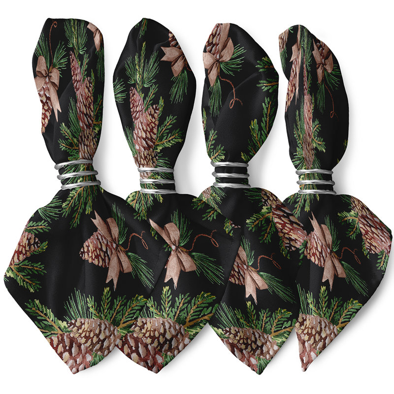Cerese Greenery Napkins, Black