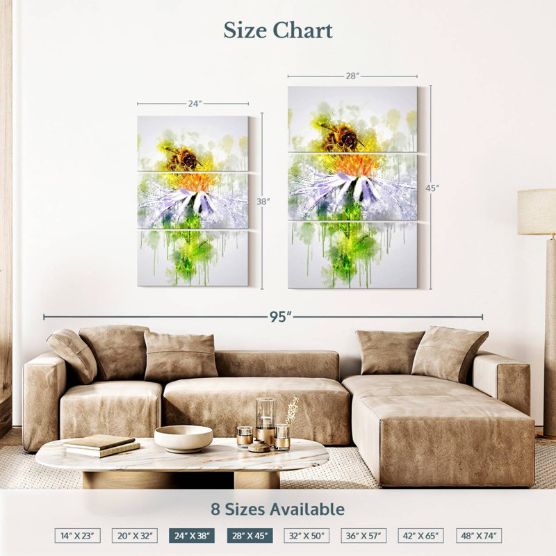 Brampt Honeybee On Flower, 38" H x 24" W