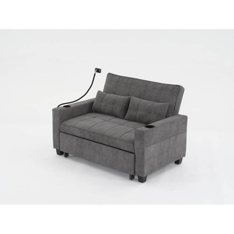 Fauteuil inclinable en cuir futon 3-en-1, Gris
