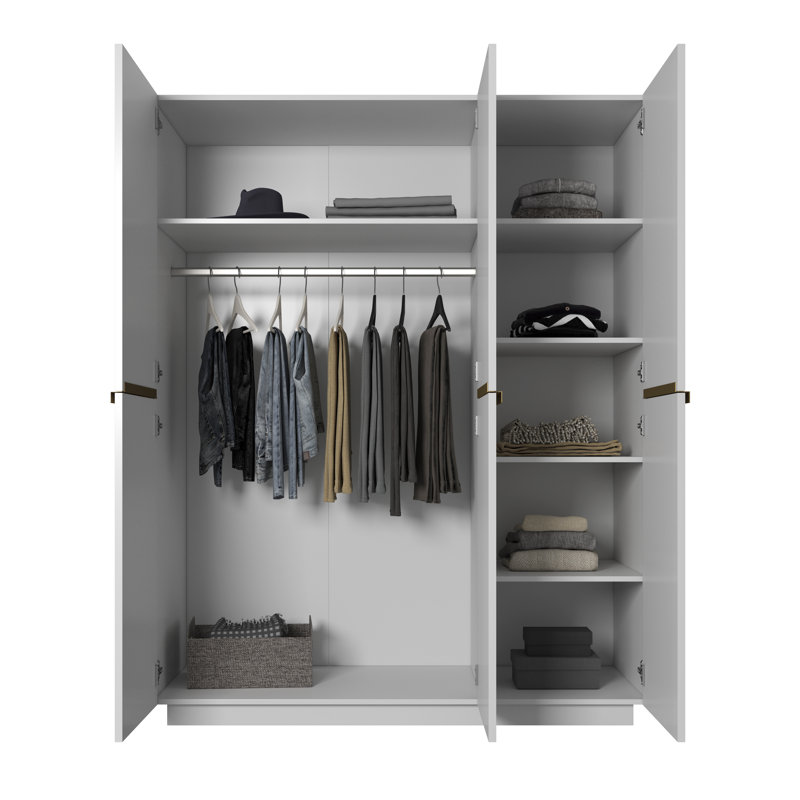 NICOLE SZAFA 150 3D Wardrobe, White/Gold