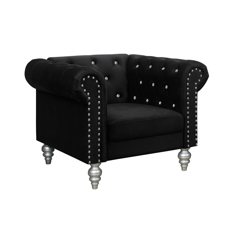 Jacameron Upholstered Club Chair, Black Velvet