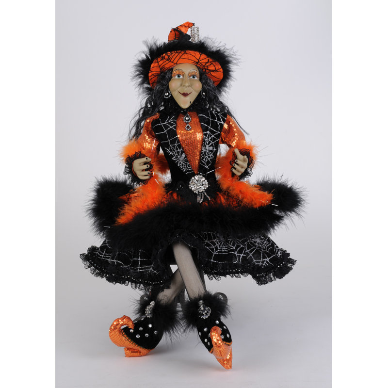 Lighted Glitzy Orange Witch