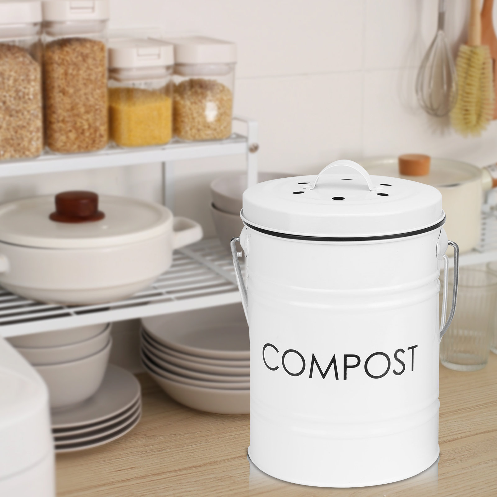  OGGI Countertop Compost Bin with Lid-1 Gallon Indoor